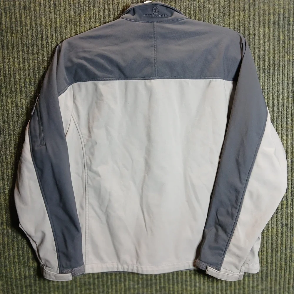 Free Country Mens Full Zip Jacket Light Gray Dark Gray Size XL‎